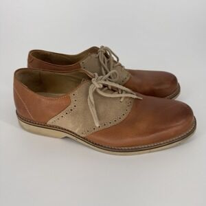 Nordstrom 1901 Men's Shoes 10 M23111 Brown Leather Tan Suede Oxford Lace Up‎